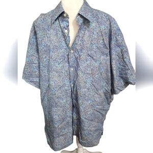 ST. CROIX 100% Cotton Short Sleeve Button Down Shirt In Blue Pattern. Size XXL